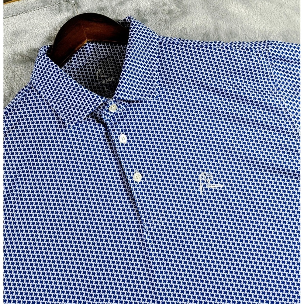 Rhoback Polo Shirt Men Large Blue Don't Mess With Texas Golf Performance READ